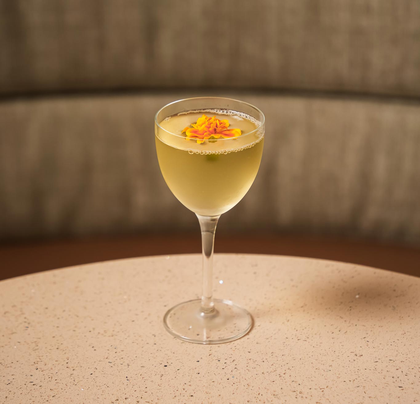 Cocktail finished with a marigold